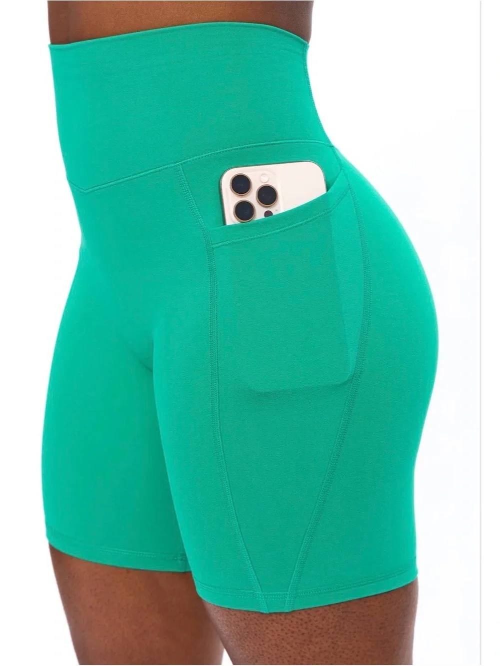 BuffBunny High-Waist Athletic Bike Shorts - Teal Green